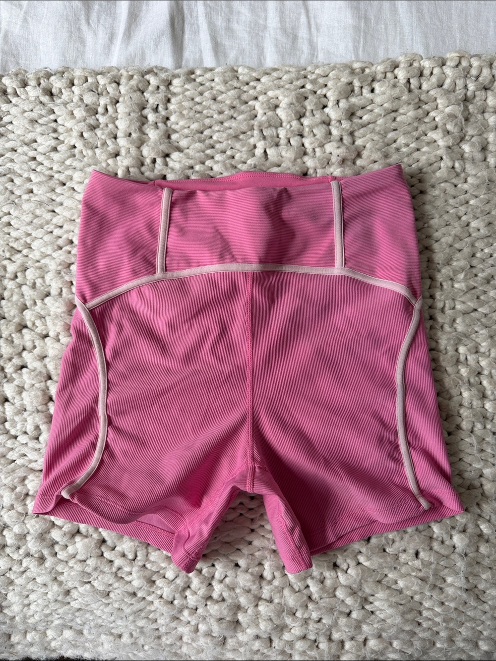 l*space Pink High-Rise Bike Shorts with Contrast Trim